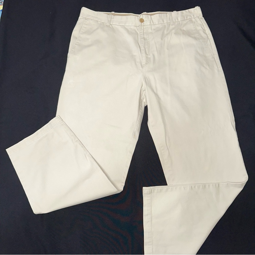 IZOD khaki pants men size 40 X 32 flat front wide leg 100% cotton